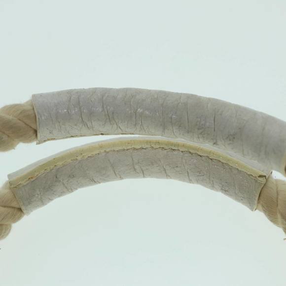 BURBERRY Rope handle Hand Bag Canvas Leather White Blue Silver Auth 92982 - Picture 8 of 16